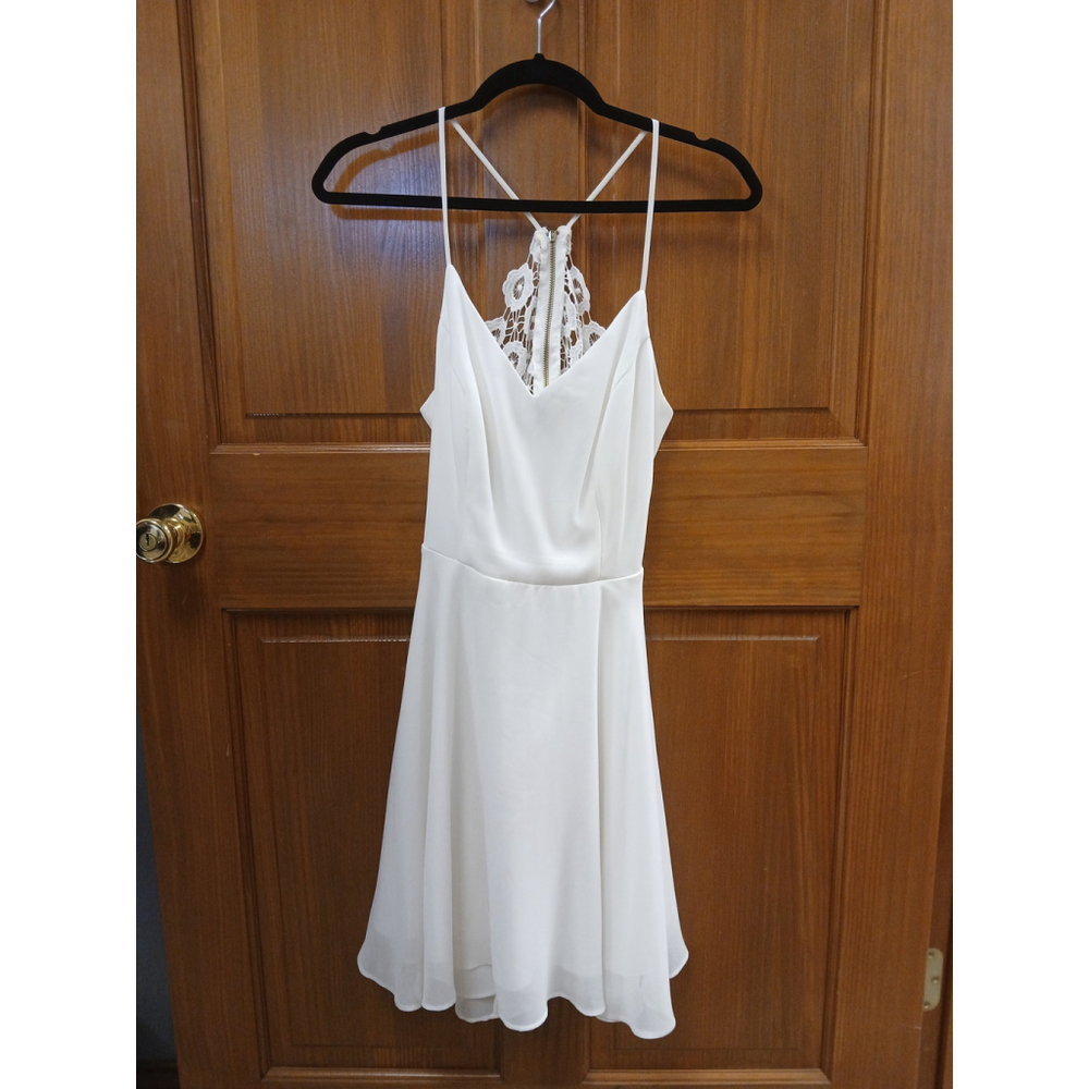 City Triangle White Spaghetti Strap Dress w/ Lace Back